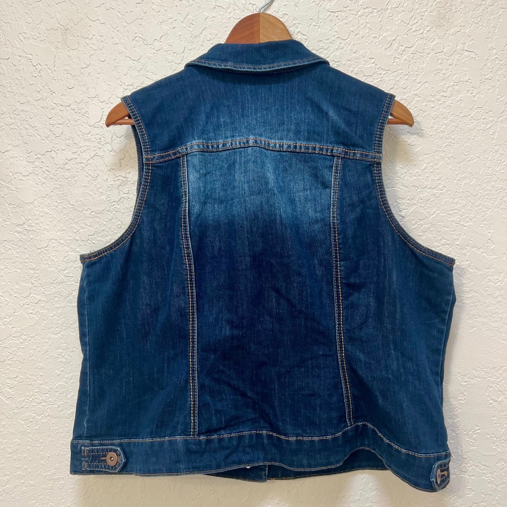 Baccini Womens 18 20W Dark Wash‎ Denim Jean Vest Button Front Pockets Sleeveless - Picture 6 of 6